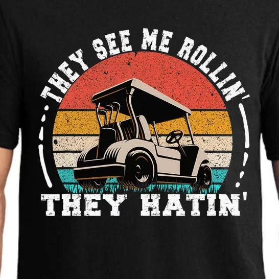 They See Me Rollin They Hatin Funny Golf Cart Meme Pajama Set