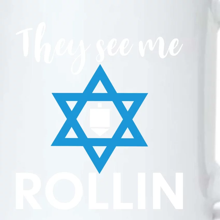 They See Me Rollin Dreidel Hannukah Gift Black Color Changing Mug