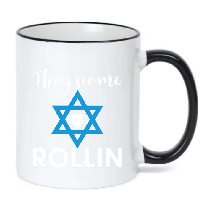 They See Me Rollin Dreidel Hannukah Gift Black Color Changing Mug