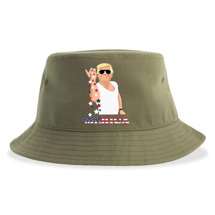 Trump Sunglasses Merica 4th Of July Patriotic American Cool Gift Sustainable Bucket Hat