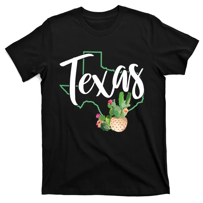 Texas State Map Pride Cactus Vintage Texas T-Shirt