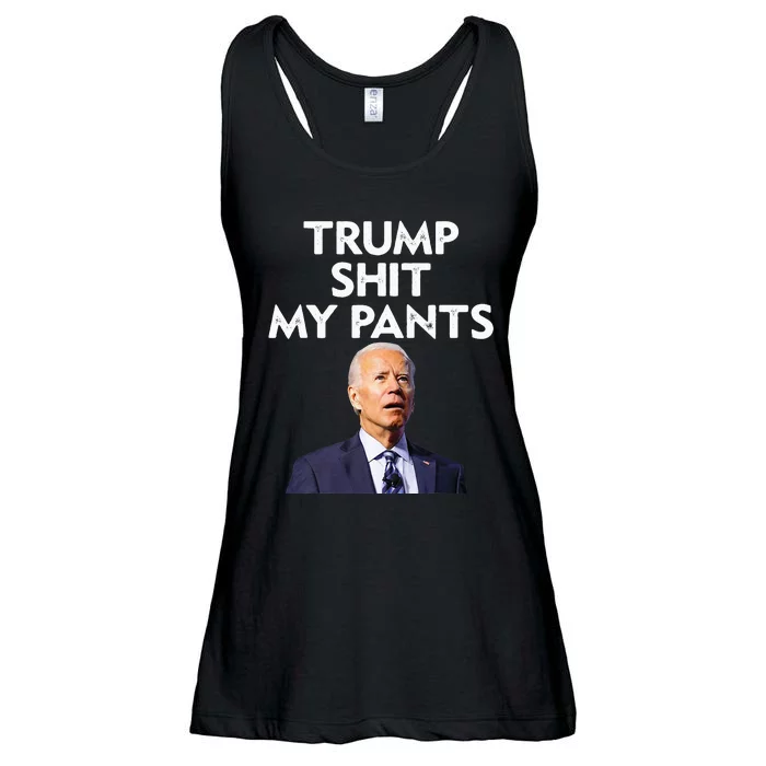 Trump Shit My Pants Joe Biden President Ladies Essential Flowy Tank