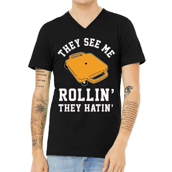 They See Me Rollin They Hatin 90s Scooter Funny V-Neck T-Shirt