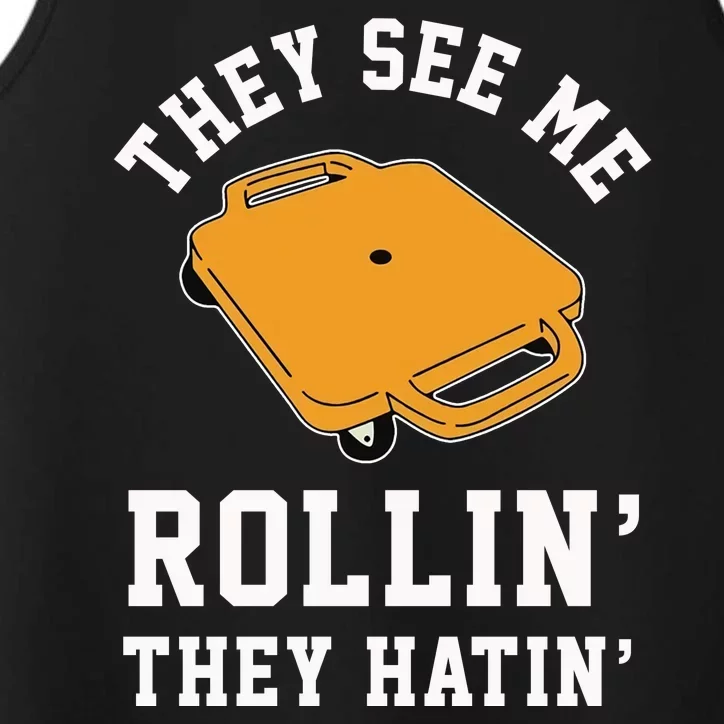 They See Me Rollin They Hatin 90s Scooter Funny Performance Tank