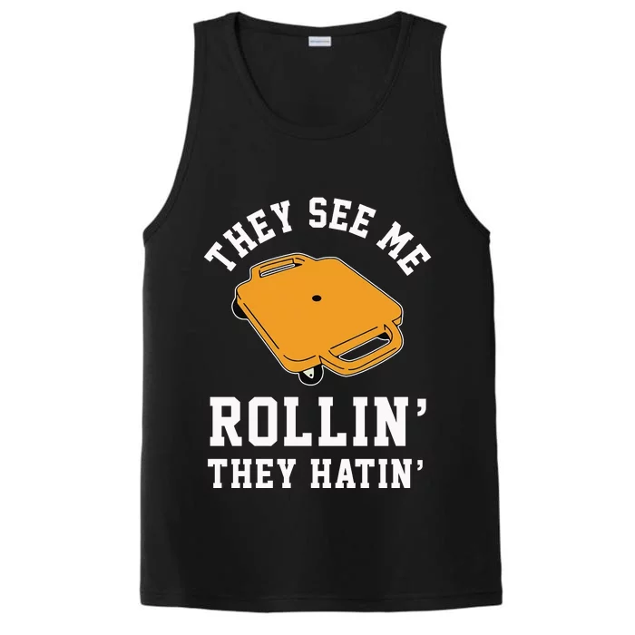 They See Me Rollin They Hatin 90s Scooter Funny Performance Tank