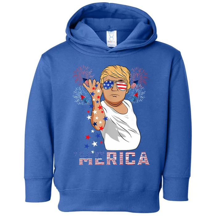 Trump Salt Merica Freedom 4th Of July Firework Trump Drunk Great Gift Toddler Hoodie