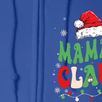 Team Santa Mamaw Claus Elf Groovy Matching Family Christmas Gift Full Zip Hoodie