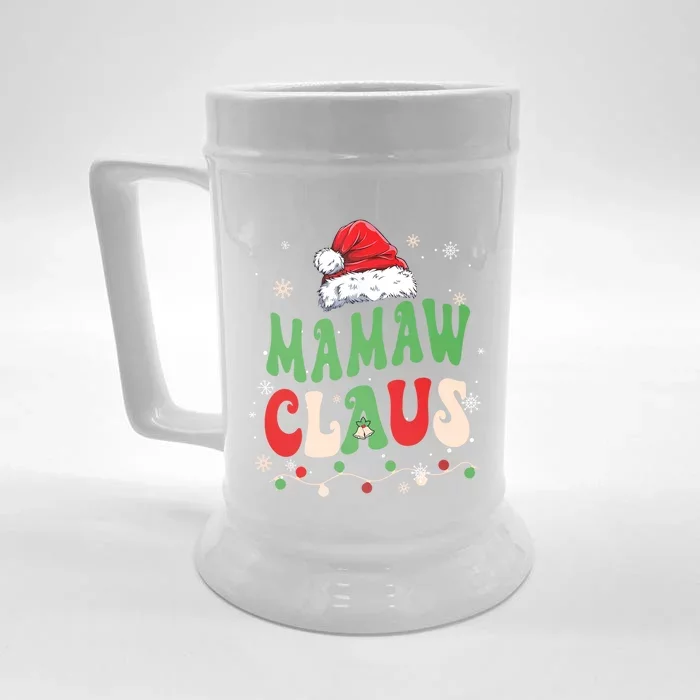 Team Santa Mamaw Claus Elf Groovy Matching Family Christmas Gift Front & Back Beer Stein