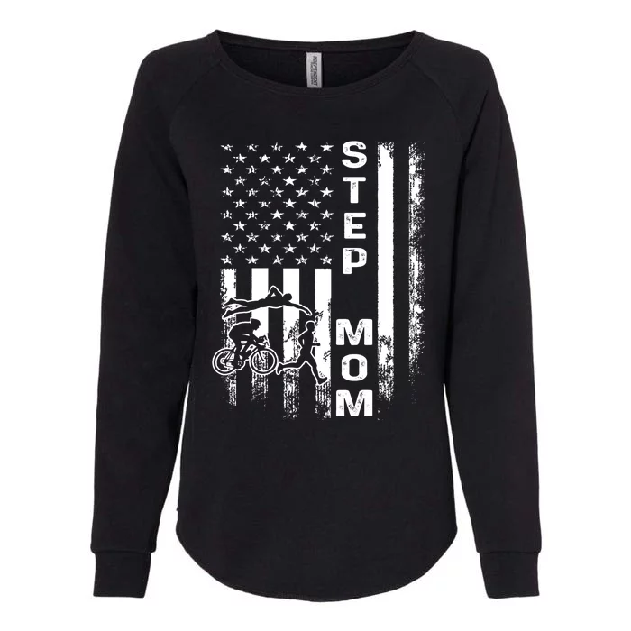 Triathlon Step Mom American Flag Vintage Christmas Xmas Gift Womens California Wash Sweatshirt