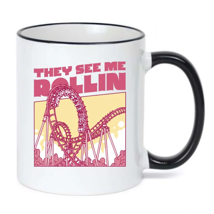 They See Me Rollin Funny Roller Coaster Black Color Changing Mug