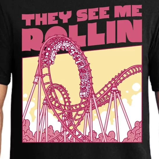 They See Me Rollin Funny Roller Coaster Pajama Set