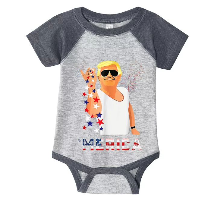 Trump Salt Merica Freedom 4th Of July Usa Flag 2024 Infant Baby Jersey Bodysuit