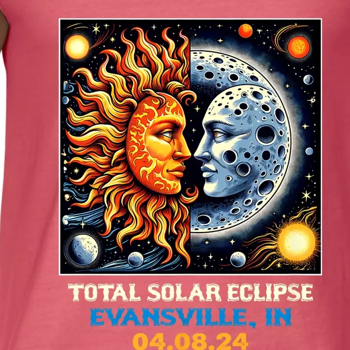 Totality Sun Moon Couple 2024 Retro Total Solar Eclipse Evansville Indiana Comfort Colors® Tank Top