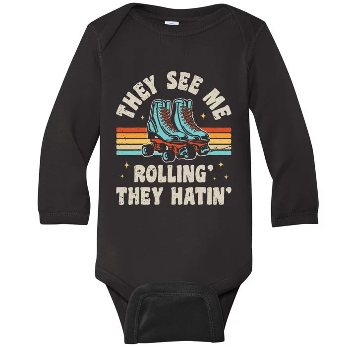 They See Me Rollin' They Hatin' Skater Baby Long Sleeve Bodysuit