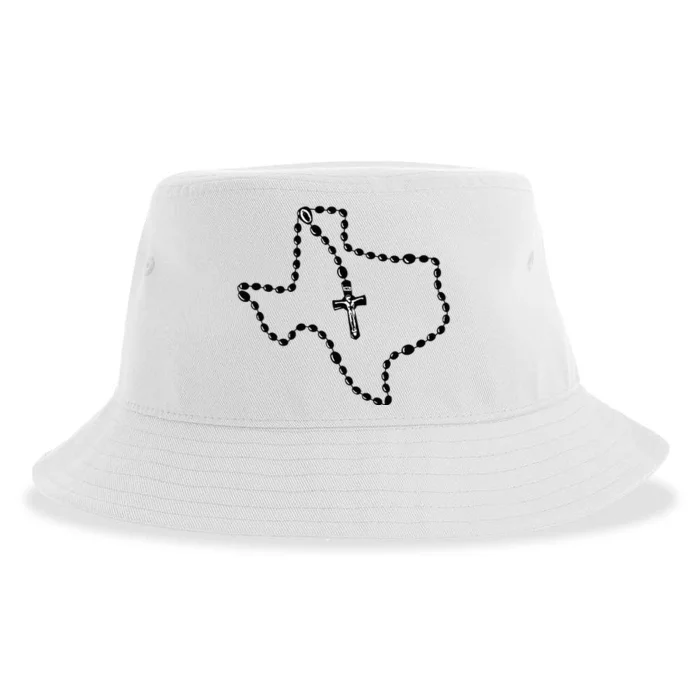 Texas State Map Catholic Rosary Sustainable Bucket Hat