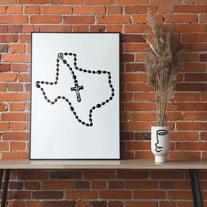 Texas State Map Catholic Rosary Poster