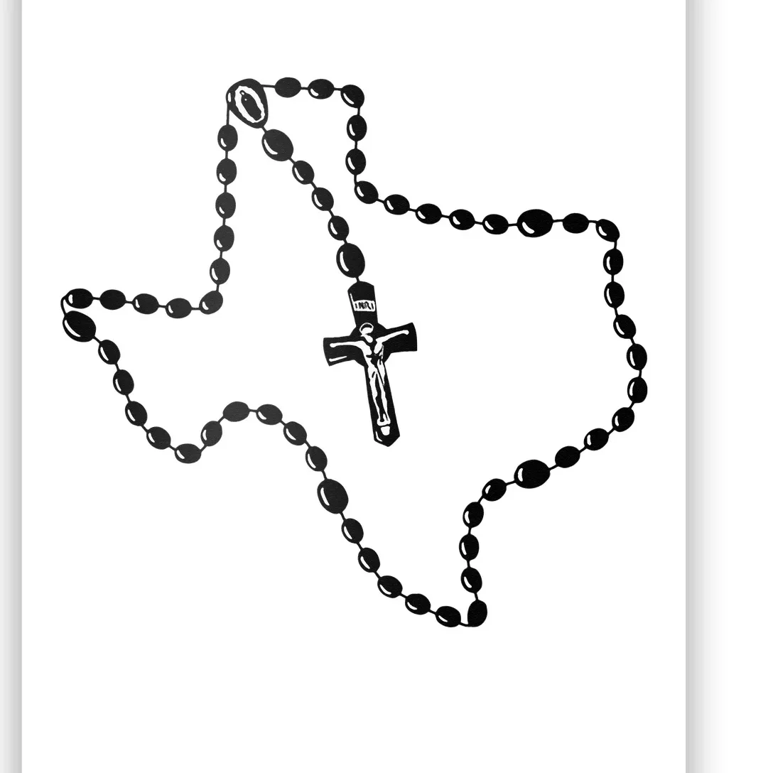 Texas State Map Catholic Rosary Poster