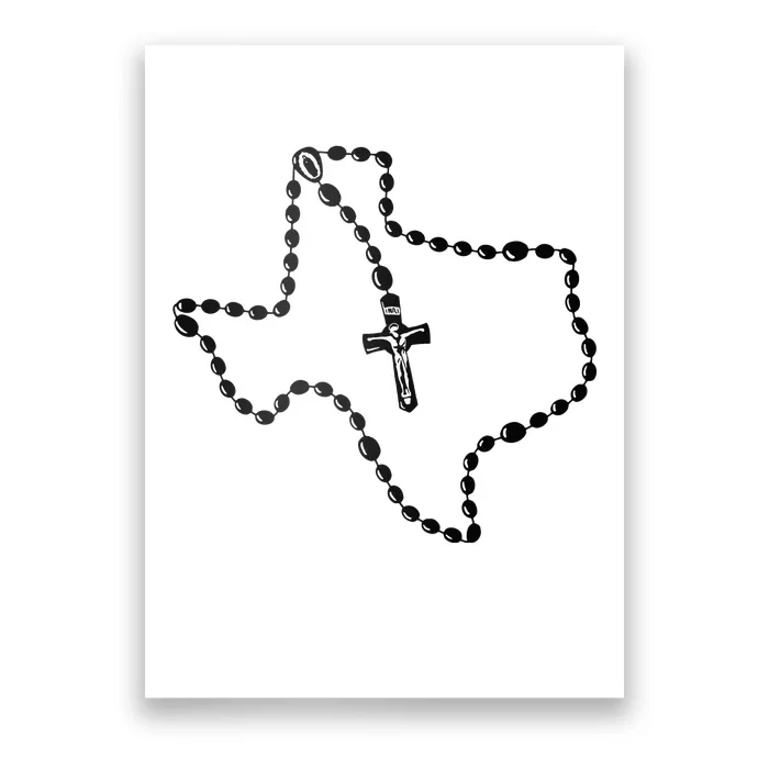 Texas State Map Catholic Rosary Poster