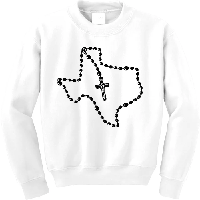 Texas State Map Catholic Rosary Kids Sweatshirt