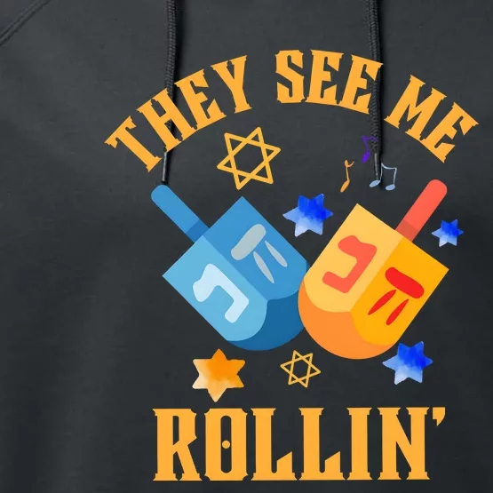 They See Me Rollin Hanukkah Jewish Performance Fleece Hoodie