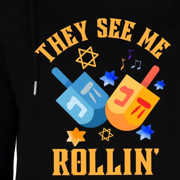 They See Me Rollin Hanukkah Jewish Womens Funnel Neck Pullover Hood