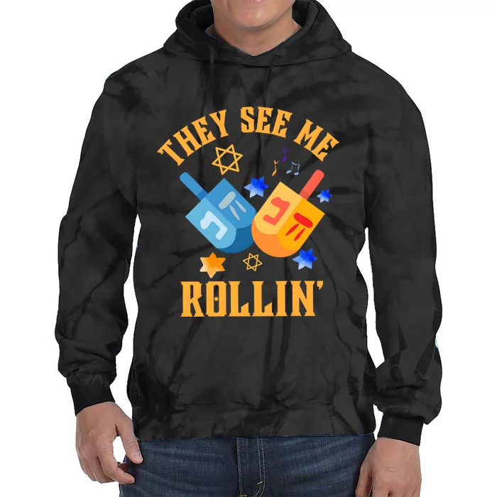 They See Me Rollin Hanukkah Jewish Tie Dye Hoodie