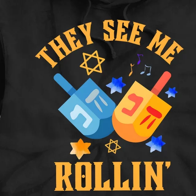 They See Me Rollin Hanukkah Jewish Tie Dye Hoodie