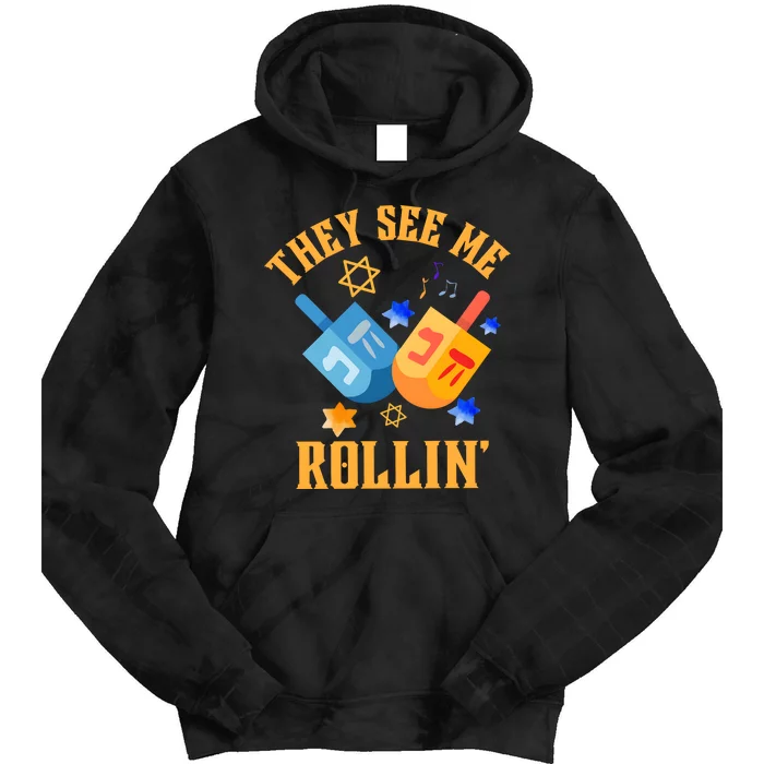 They See Me Rollin Hanukkah Jewish Tie Dye Hoodie