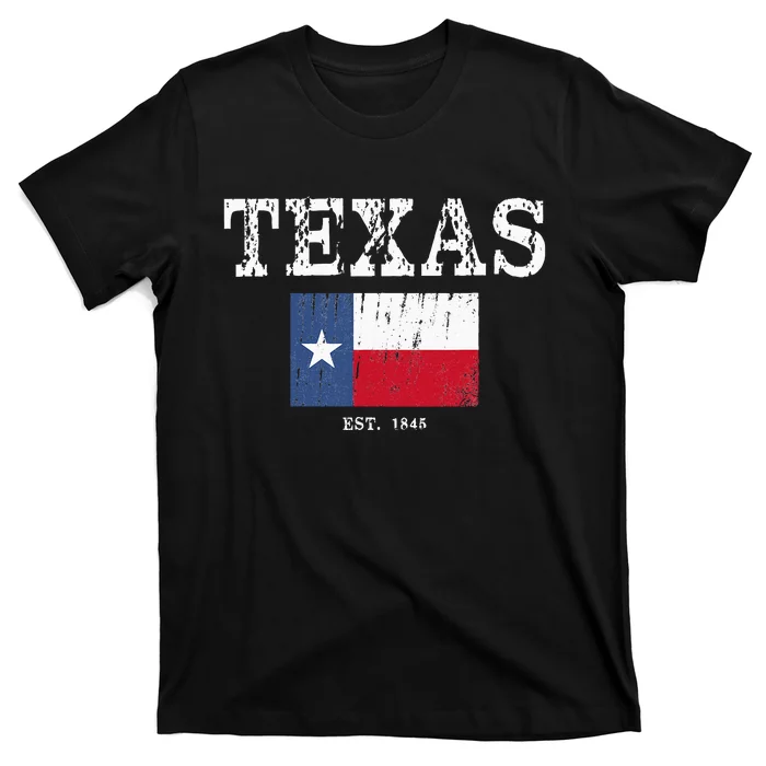 Texas State Map Flag Distressed T-Shirt