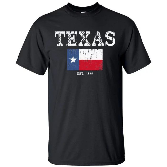 Texas State Map Flag Distressed Tall T-Shirt