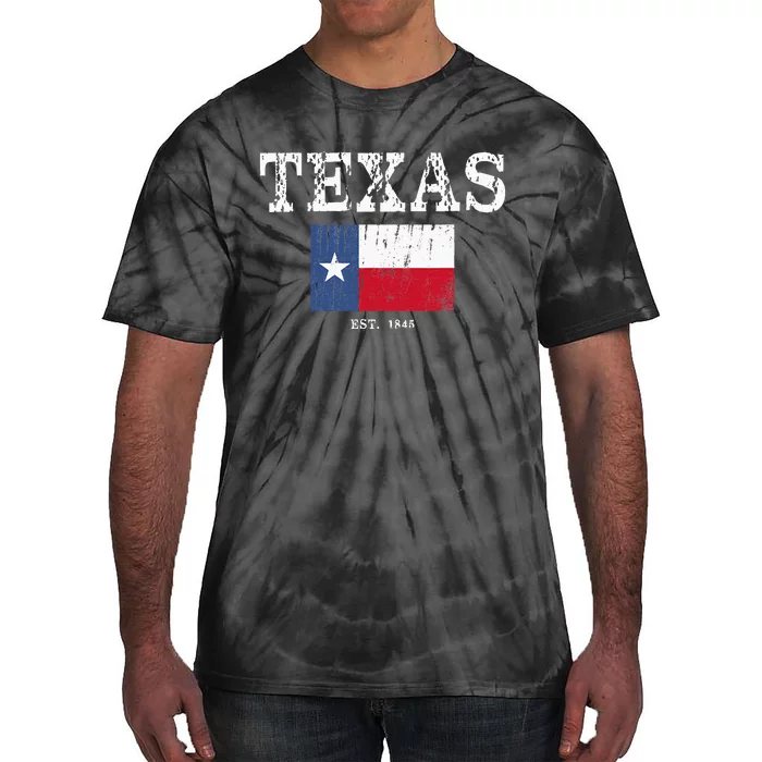 Texas State Map Flag Distressed Tie-Dye T-Shirt