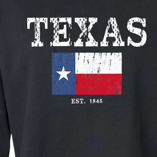 Texas State Map Flag Distressed Cropped Pullover Crew