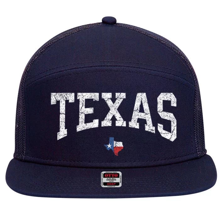 Texas State Map Flag Distressed 7 Panel Mesh Trucker Snapback Hat