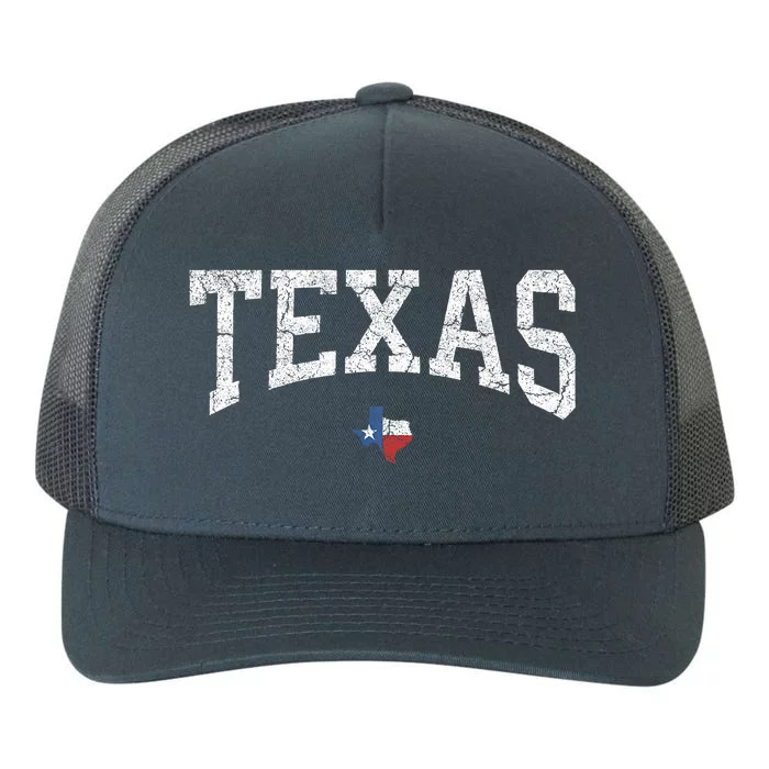 Texas State Map Flag Distressed Yupoong Adult 5-Panel Trucker Hat