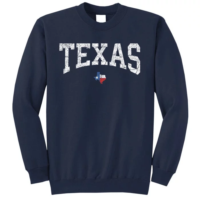 Texas State Map Flag Distressed Tall Sweatshirt