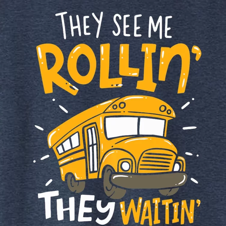 They See Me Rollin' They Waiting' Funny School Bus Driver Women's Crop Top Tee