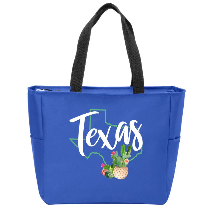 Texas State Map Pride Cactus Vintage Texas Gift Zip Tote Bag