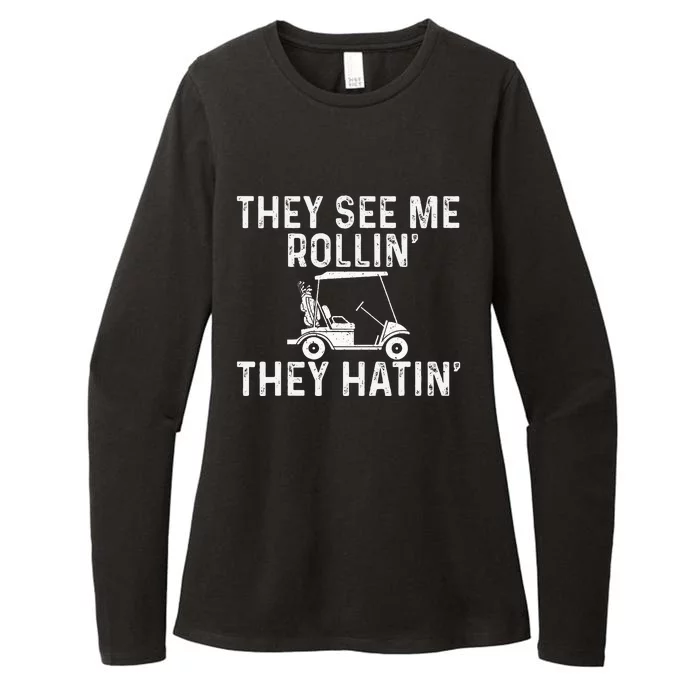 They See Me Rollin' They Hatin' Golfer Golf Golfing Lover Womens CVC Long Sleeve Shirt