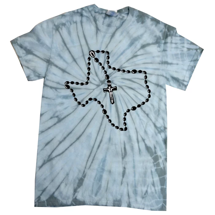 Texas State Map Catholic Rosary Tie-Dye T-Shirt