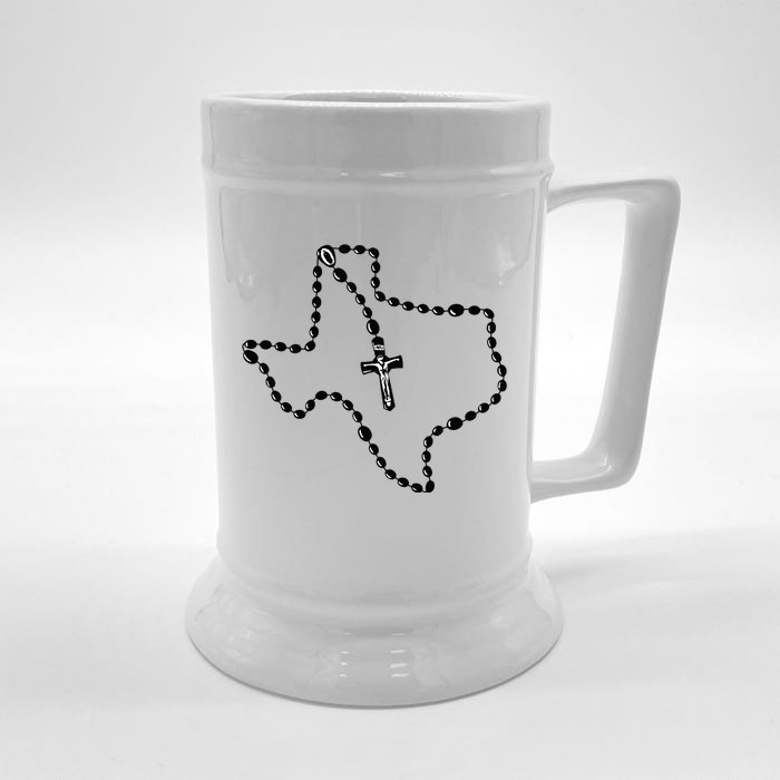 Texas State Map Catholic Rosary Front & Back Beer Stein