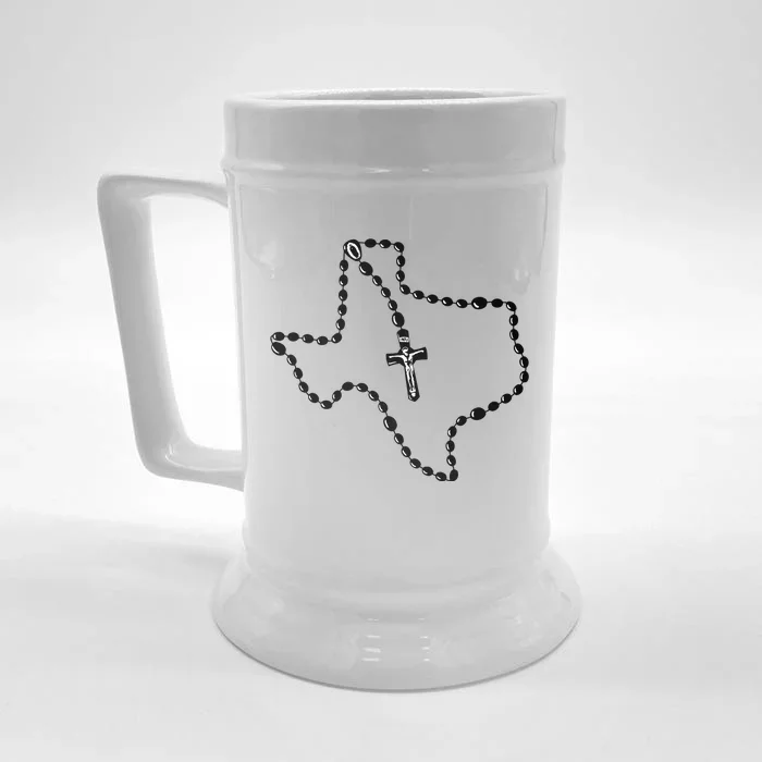 Texas State Map Catholic Rosary Front & Back Beer Stein