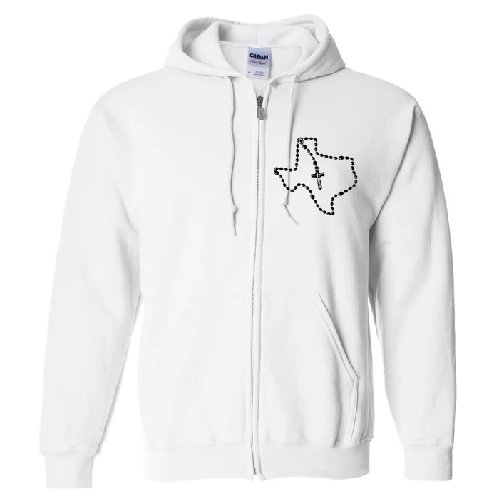 Texas State Map Catholic Rosary Full Zip Hoodie