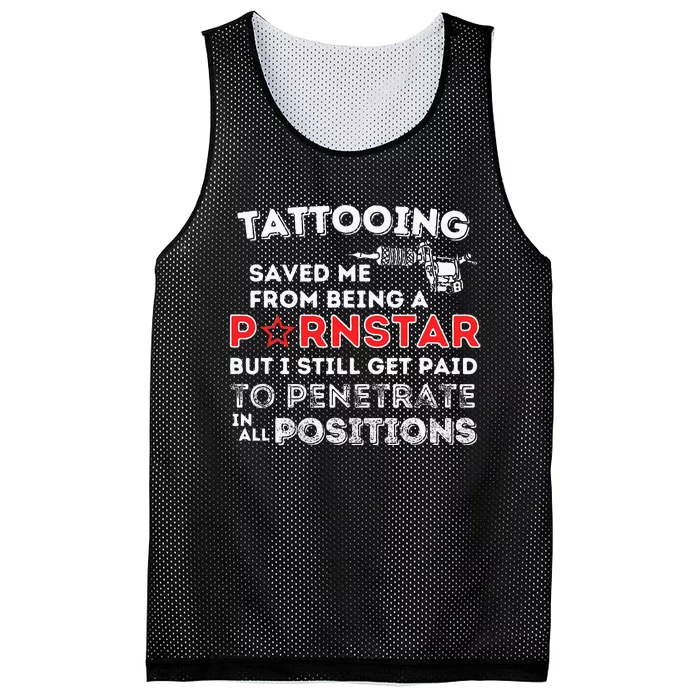 Tattooing Saved Me Funny Tattoo Artist & Tattooing Gift Mesh Reversible Basketball Jersey Tank