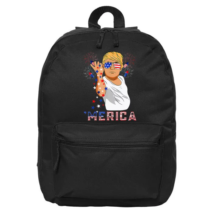 Trump Salt Merica Freedom 4th Of July Firework Trump Drunk 16 in Basic Backpack