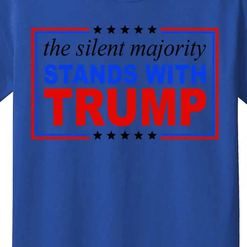 The Silent Majority Stands With Trump Usa Flag Trump 2024 Gift Kids T-Shirt