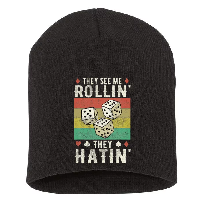 They See Me Rollin They Hatin Vintage Dice Short Acrylic Beanie