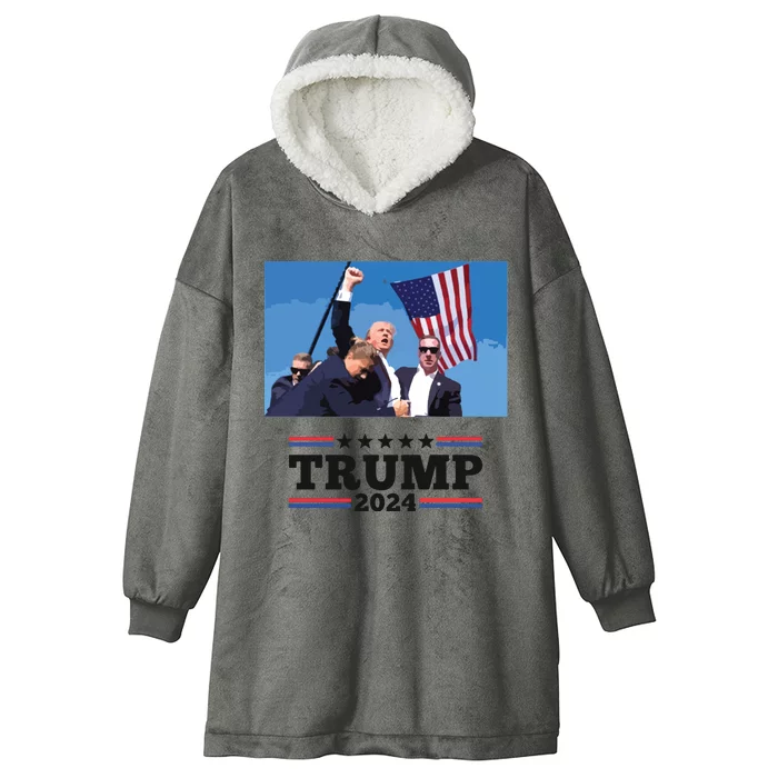 Trump Shooting Mugshot Trumpshirt Shot Hooded Wearable Blanket