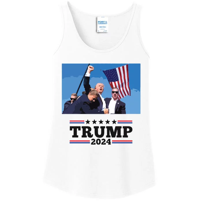 Trump Shooting Mugshot Trumpshirt Shot Ladies Essential Tank