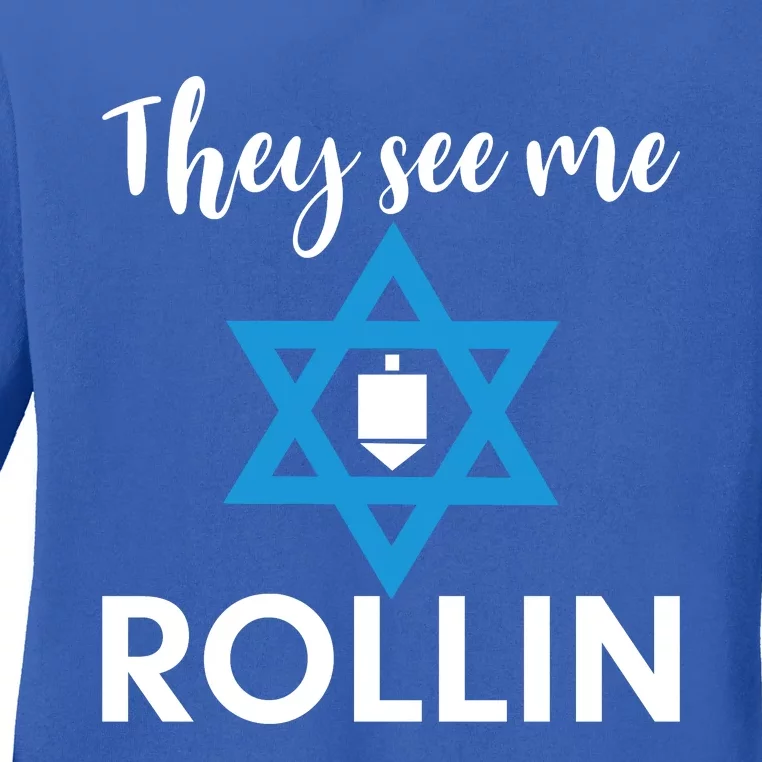 They See Me Rollin Hanukkah Ladies Long Sleeve Shirt