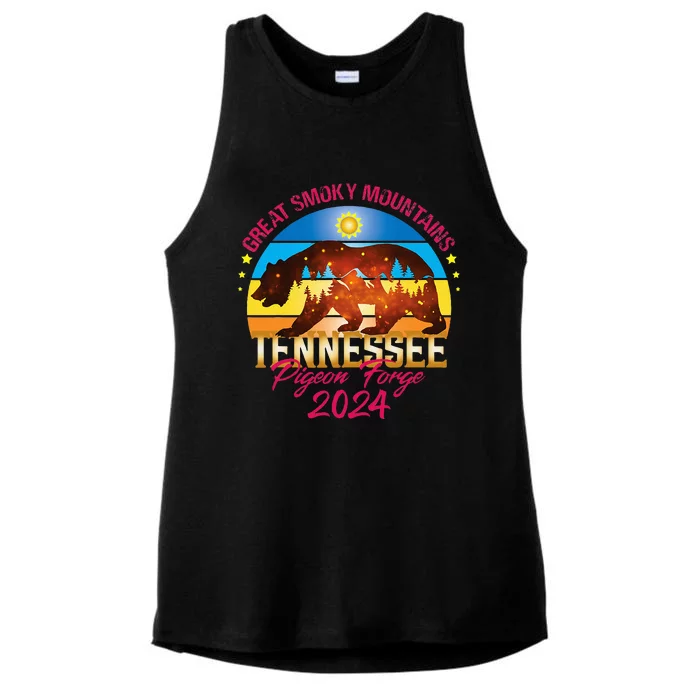 Tennessee Smoky Mountains Family Vacation 2024 Pigeon Forge Ladies Tri-Blend Wicking Tank